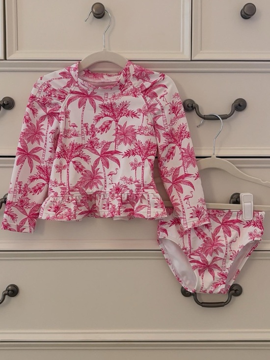Janie and Jack Other - ❌SOLD❌ EUC Janie and Jack Pink Tropical Toile 2 Piece Swimsuit Size 18-24 Months